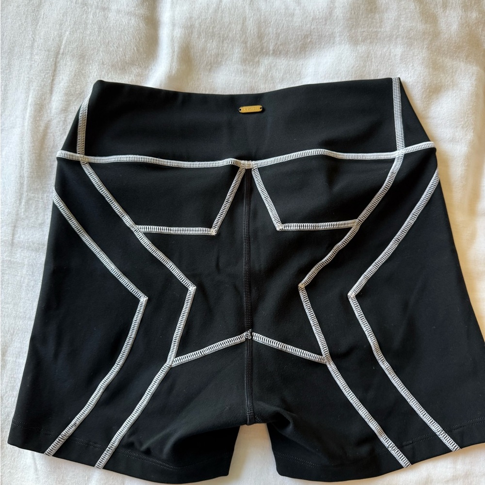 LSpace Black Women's Mini Biker Shorts with white star accent